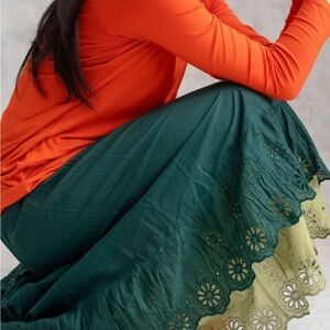 Gudrun Sjoden Green and Yellow Floral Maxi Skirt